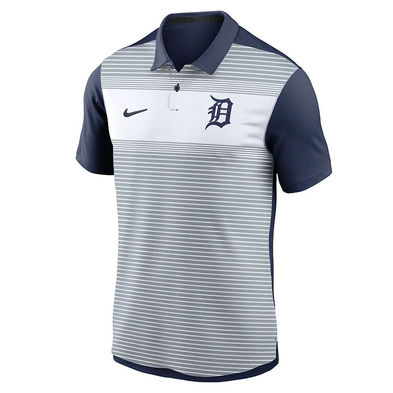 Polo Nike Dri-FIT à rayures blanc/bleu marine des Detroit Tigers pour homme