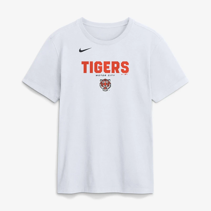 T-shirt Nike blanc pour homme avec le nom de l'équipe en gras des Detroit Tigers
