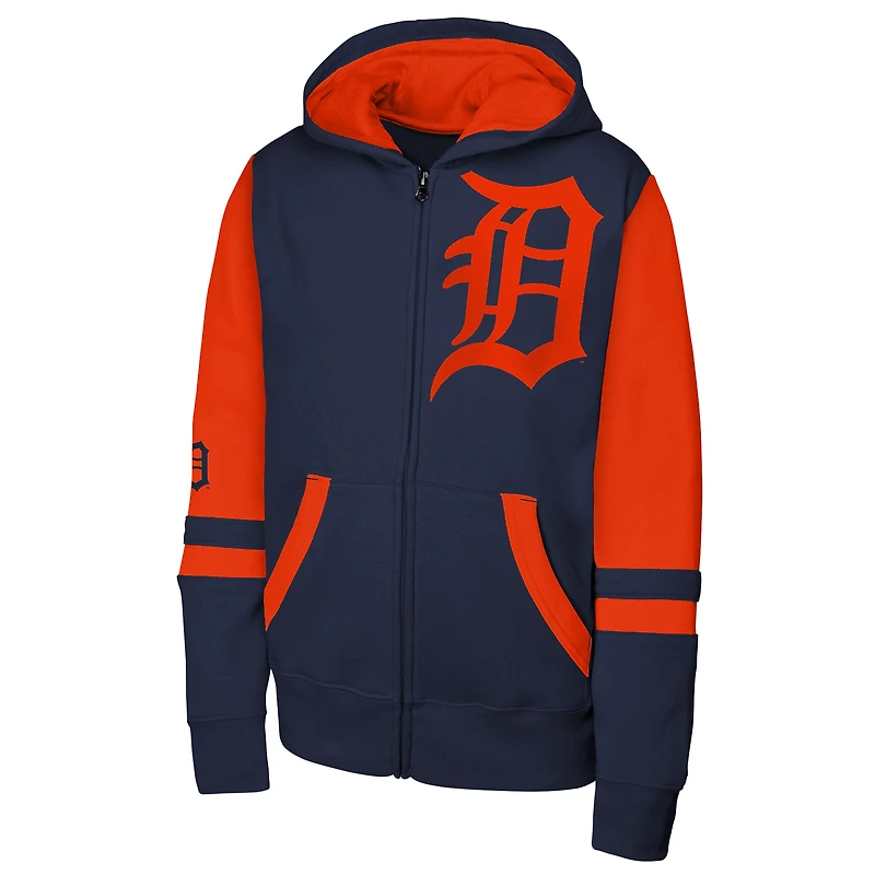 Men's Outerstuff Navy Detroit Tigers Stadium Colorblock Full-Zip Hoodie