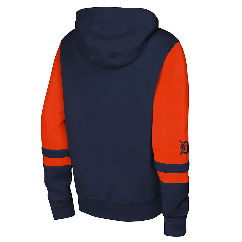 Men's Outerstuff Navy Detroit Tigers Stadium Colorblock Full-Zip Hoodie