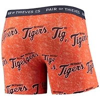 Lot de 2 boxers super ajustés pour homme Paire voleurs orange/bleu marine Detroit Tigers
