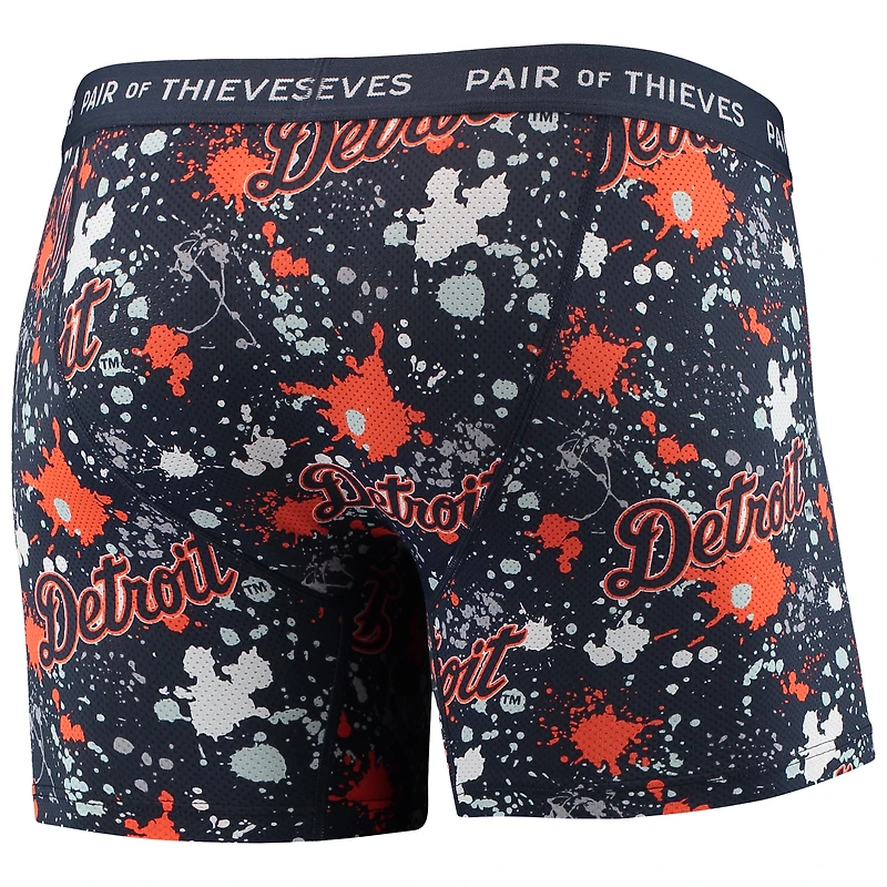Lot de 2 boxers super ajustés pour homme Paire voleurs orange/bleu marine Detroit Tigers