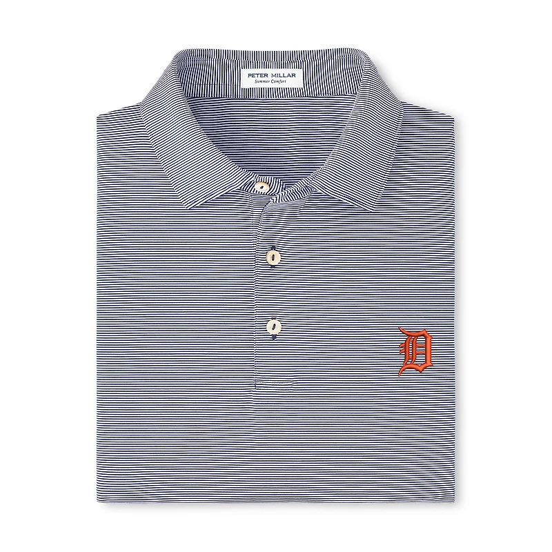 Polo Peter Millar bleu marine à rayures jubilé des Tigers de Détroit pour homme