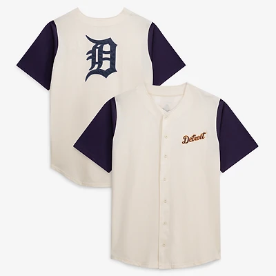 Maillot à boutons pour homme, couleur crème, Detroit Tigers, grandes tailles