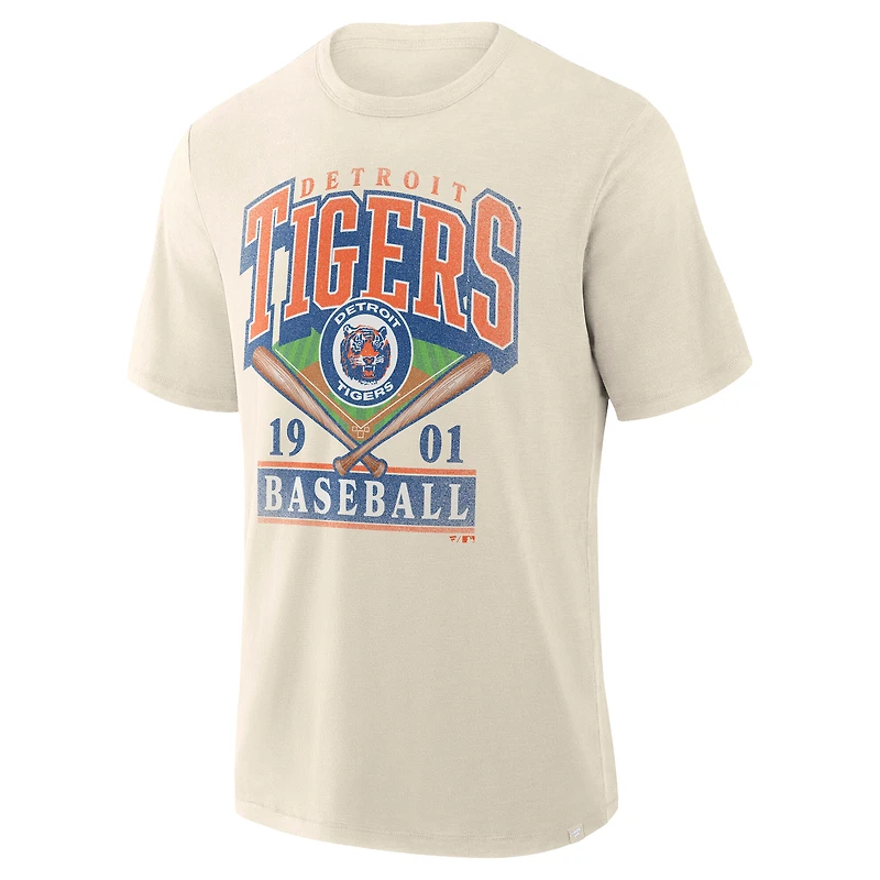 T-shirt imprimé sérigraphié crème Detroit Tigers pour homme, grandes tailles
