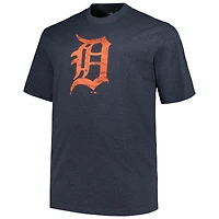 T-shirt pour hommes Profile Heather Navy Detroit Tigers Big & Tall avec logo vieilli
