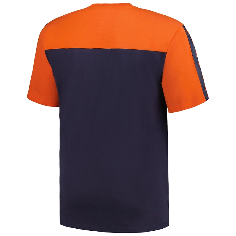 T-shirt en tricot Big & Tall Yoke des Detroit Tigers Profile orange/bleu marine pour homme