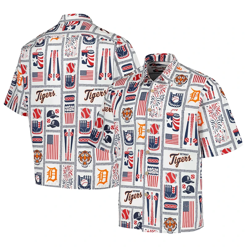 Chemise boutonnée Americana Detroit Tigers pour homme Reyn Spooner blanche