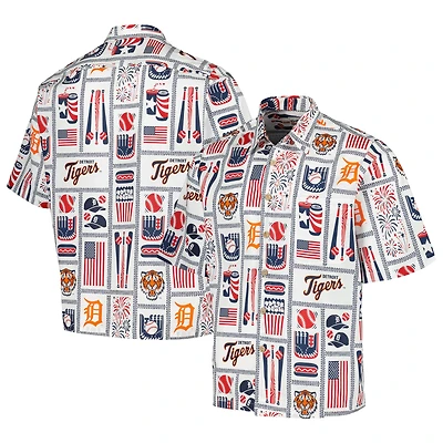 Chemise boutonnée Americana Detroit Tigers pour homme Reyn Spooner blanche