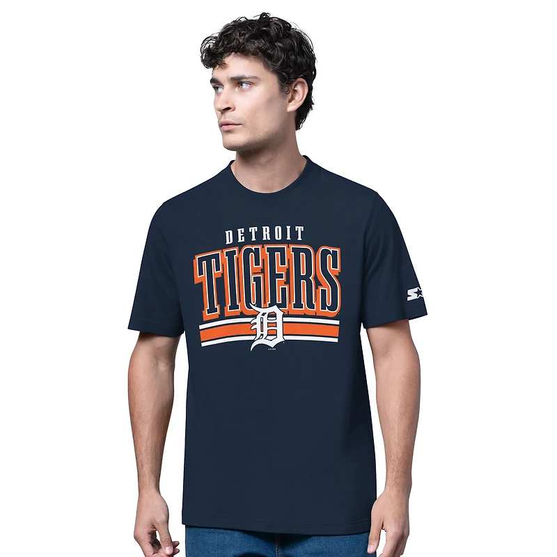 Men's Starter Heather Gray/Navy Detroit Tigers Two-Pack Long Sleeve & Short T-Shirt Set