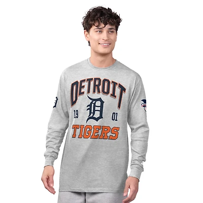 Men's Starter  Heather Gray/Navy Detroit Tigers Two-Pack Long Sleeve & Short T-Shirt Set