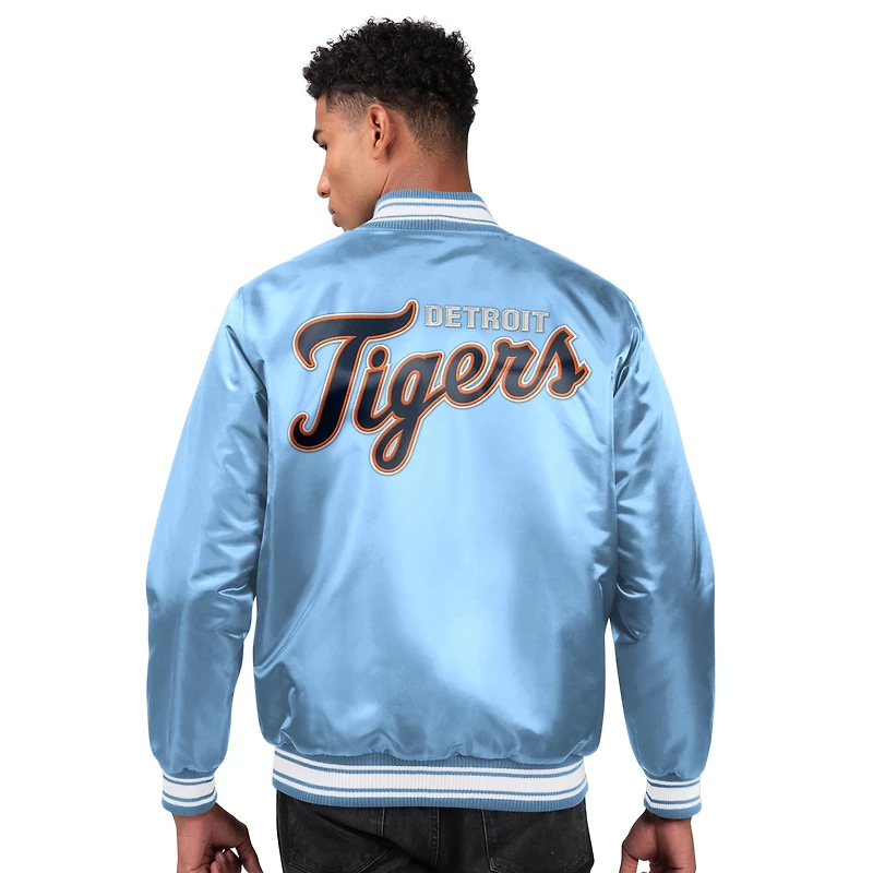 Veste universitaire en satin bleu clair Detroit Tigers Locker Room pour homme
