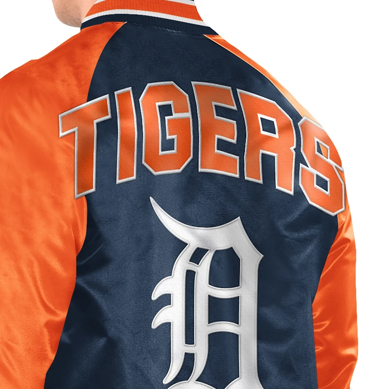 Veste universitaire raglan Blitz des Tigers de Détroit, bleu marine et orange, la marque Starter, pour homme