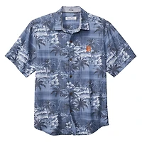 Chemise boutonnée Tommy Bahama Navy Detroit Tigers Coconut Point Isla Palmetta pour homme, en coton COOLMAX