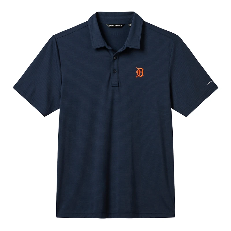 Polo homme TravisMathew Heather Navy Detroit Tigers Game Day en mélange de trois matières