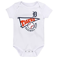Lot de 3 bodys pour nouveau-nés et nourrissons orange/blanc/gris chiné Detroit Tigers Biggest Little Fan
