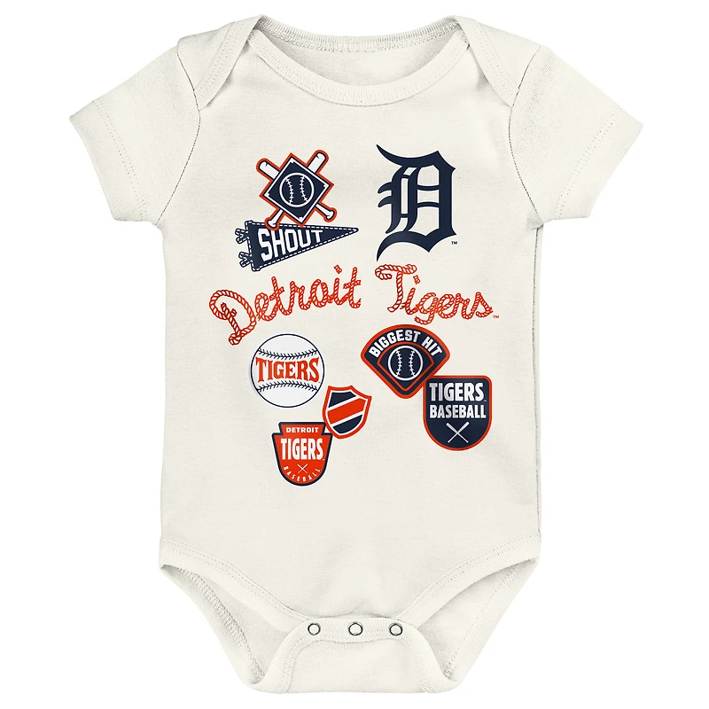 Newborn Outerstuff Detroit Tigers Home Plate 3-Piece Creeper Set