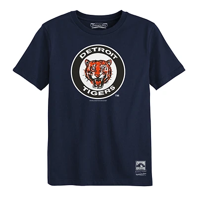 Preschool Mitchell & Ness  Navy Detroit Tigers Retro Logo T-Shirt