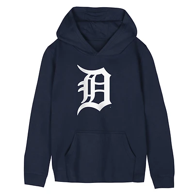 Sweat à capuche en polaire avec logo principal des Tigers de Détroit, bleu marine, pour enfants d'âge préscolaire Outerstuff