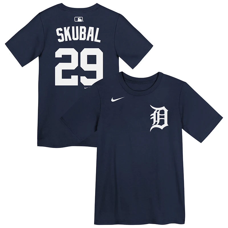 T-shirt Tarik Skubal bleu marine des Tigers de Détroit pour enfants d'âge préscolaire, avec nom et numéro