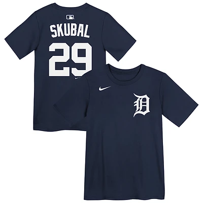 T-shirt Tarik Skubal bleu marine des Tigers de Détroit pour enfants d'âge préscolaire, avec nom et numéro
