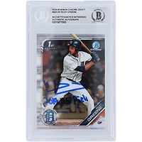 Riley Greene Detroit Tigers a autographié la carte de recrue Bowman Chrome Draft 2019 #BDC-50 de Beckett Fanatics, authentifiée avec l'inscription « 2019 #5 Pick »