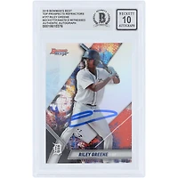 Riley Greene Detroit Tigers Autographed 2019 Topps Bowman's Best Top Prospects Refractors #TP-7 Beckett Fanatics Witnessed Authenticated 10 Card