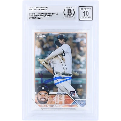 Riley Greene Detroit Tigers Autographed 2023 Topps Chrome #182 Beckett Fanatics Witnessed Authenticated Rookie Card