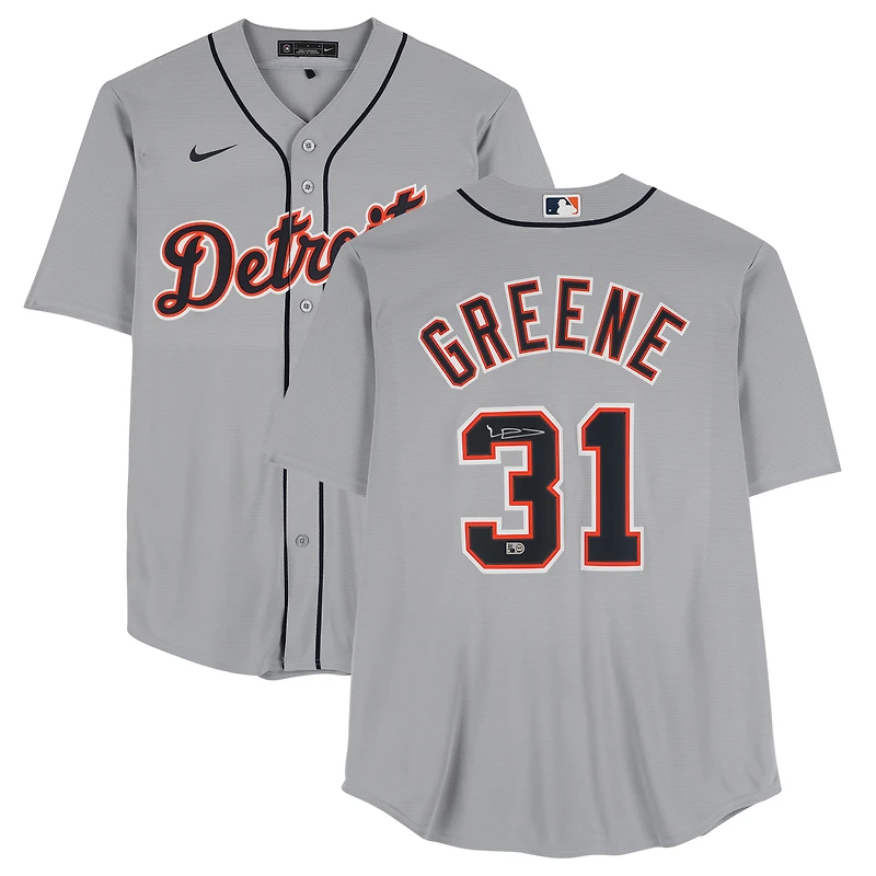 Riley Greene Detroit Tigers Autographed Gray Nike Replica Jersey