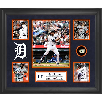 Riley Greene Detroit Tigers Framed 5-Photo Collage with a Piece of Game-Used Ball