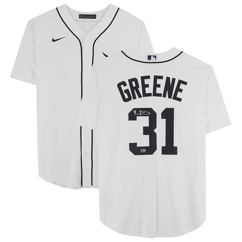 Maillot réplique Nike autographié de Riley Greene, blanc, des Tigers de Detroit