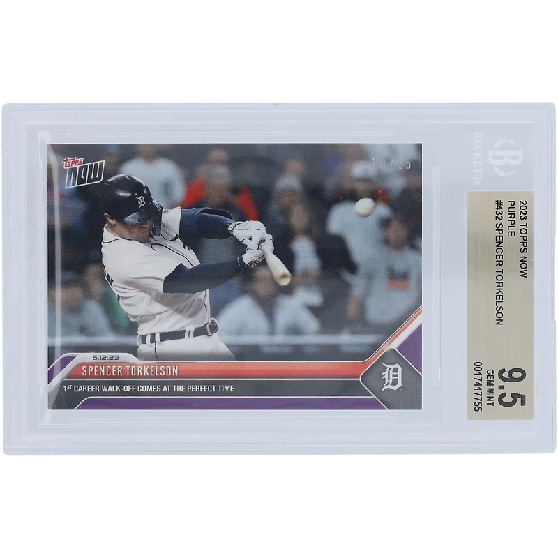 Spencer Torkelson Detroit Tigers 2023 Topps Now Purple 1st Career Walk-Off Homerun #432 #/25 BGS Authenticated 9.5 Card
