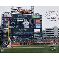 Photographie autographiée de Spencer Torkelson des Detroit Tigers, 16" x 20" de sa première présence au bâton avec l'inscription "MLB Debut 4-8-22"