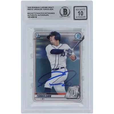 Spencer Torkelson Detroit Tigers Autographié 2020 Bowman Chrome Draft #BD-121 Beckett Fanatics Witnessed Authenticated 10 Card