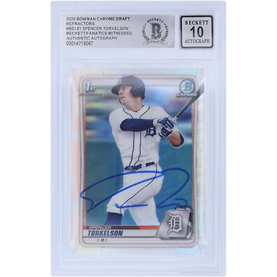 Spencer Torkelson Detroit Tigers Réfracteurs chromés MLB autographiés 2020 Bowman Draft #BD-121 Beckett Fanatics Witnessed Authenticated 10 Card