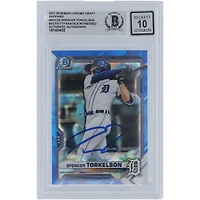 Spencer Torkelson Detroit Tigers Autographed 2021 Bowman Chrome Draft Sapphire #BDC-20 Beckett Fanatics Witnessed Authenticated 10 Card