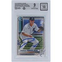 Spencer Torkelson Detroit Tigers Autographed 2021 Bowman Chrome Prospects Mega Box Refractors #BCP-96 Beckett Fanatics Witnessed Authenticated 9/10 Card