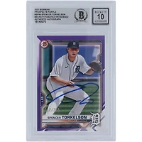 Spencer Torkelson Detroit Tigers Autographed 2021 Bowman Prospects Purple #BP-96 #/250 Beckett Fanatics Witnessed Authenticated 10 Card