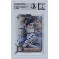 Spencer Torkelson Detroit Tigers autographié 2022 Bowman Chrome #53 Beckett Fanatics a été témoin d'une carte de recrue authentifiée 10