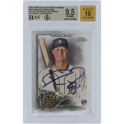 Spencer Torkelson Detroit Tigers Autographié 2022 Topps Allen & Ginter Chrome #208 Beckett Fanatics Witnessed Authenticated 9.5/10 Rookie Card