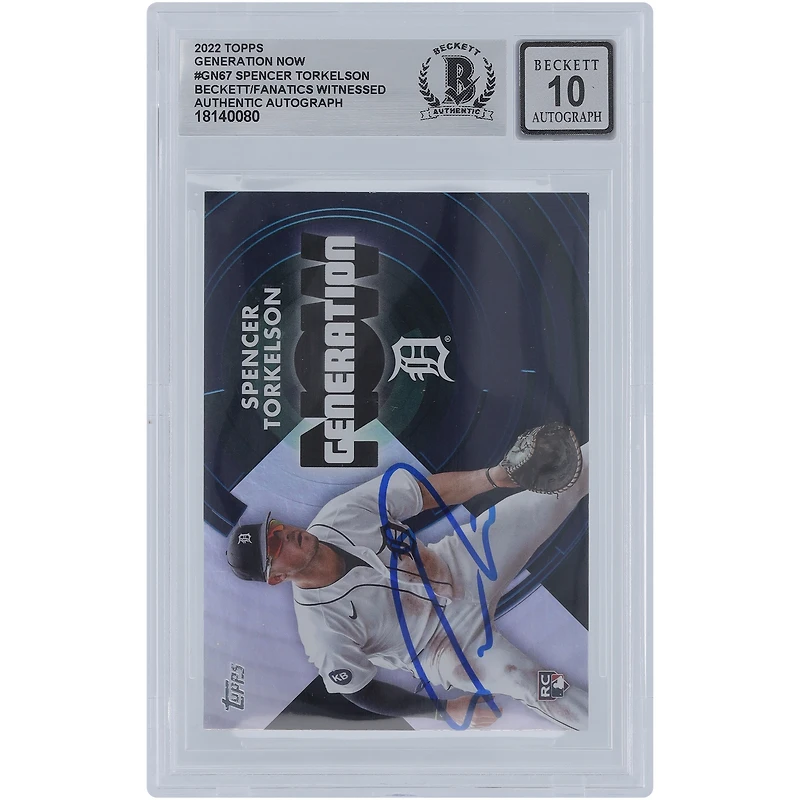 Spencer Torkelson Detroit Tigers autographié Topps Generation Now 2022 #GN-67 Beckett Fanatics a été témoin d'une carte de recrue authentifiée 10