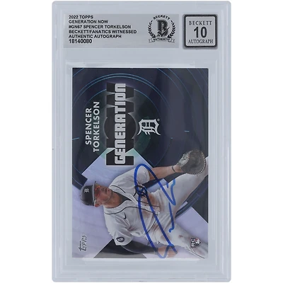Spencer Torkelson Detroit Tigers autographié Topps Generation Now 2022 #GN-67 Beckett Fanatics a été témoin d'une carte de recrue authentifiée 10