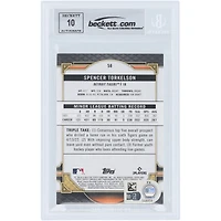 Spencer Torkelson Detroit Tigers Autographed 2022 Topps Triple Threads Aquamarine #58 #/150 Beckett Fanatics Witnessed Authenticated 10 Rookie Card