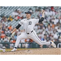 Tarik Skubal Detroit Tigers Autographed 16" x 20" White Uniform Pitching Photograph