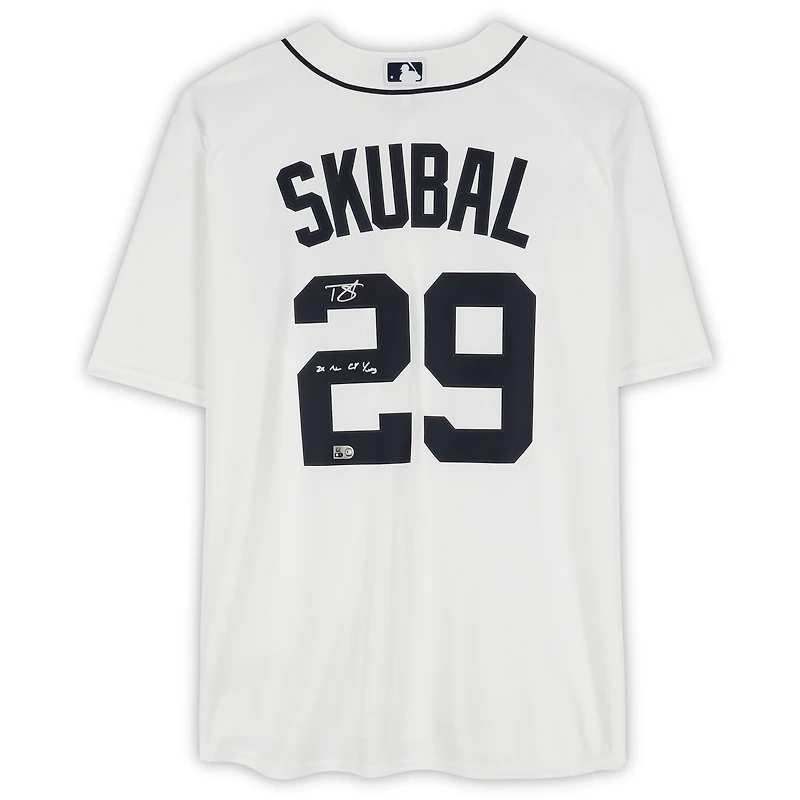 Tarik Skubal Detroit Tigers Autographed 2024 American League Cy Young Award Nike White Replica Jersey with " 24 AL Cy Young" Inscription