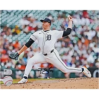 Tarik Skubal Detroit Tigers Autographed 8" x 10" White Uniform Pitching Photograph