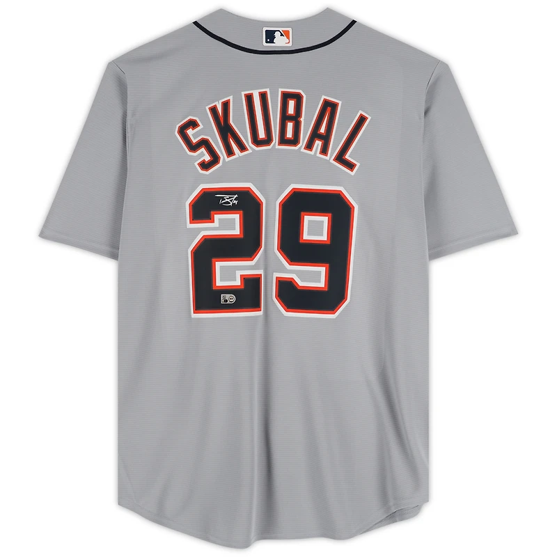 Maillot réplique Nike gris autographié par Tarik Skubal des Detroit Tigers