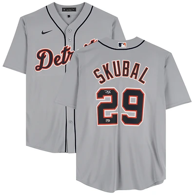 Maillot réplique Nike gris autographié par Tarik Skubal des Detroit Tigers