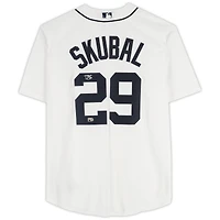 Maillot réplique Nike blanc autographié par Tarik Skubal des Detroit Tigers