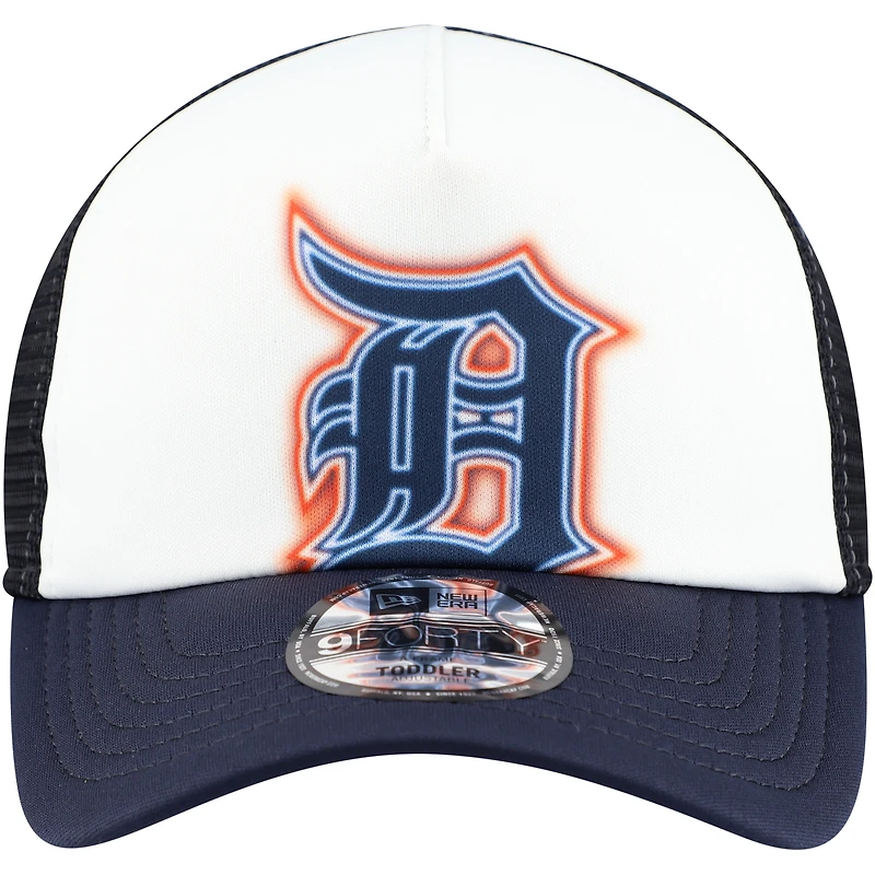 Toddler New Era  White/Navy Detroit Tigers Painted A-Frame 9FORTY Trucker Adjustable Hat